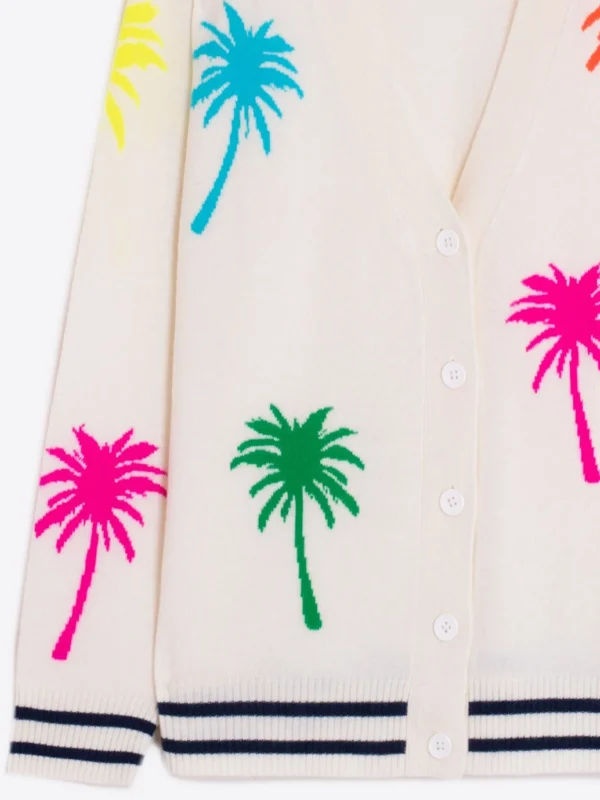 Knitwear*Vilagallo Knitwear Palm Tree Intarsia Cardigan Ecru