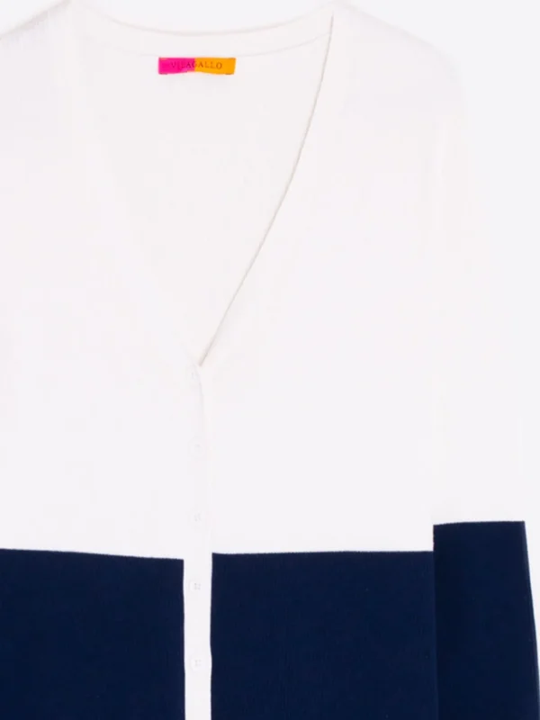 Knitwear*Vilagallo Knitwear Serena Bicolor Ecru&Navy