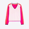 Knitwear*Vilagallo Knitwear Sweater Cb V-Neck Ecru&Pink&Orange