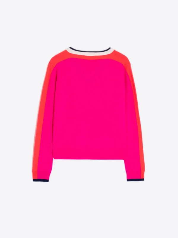 Knitwear*Vilagallo Knitwear Sweater Cb V-Neck Ecru&Pink&Orange