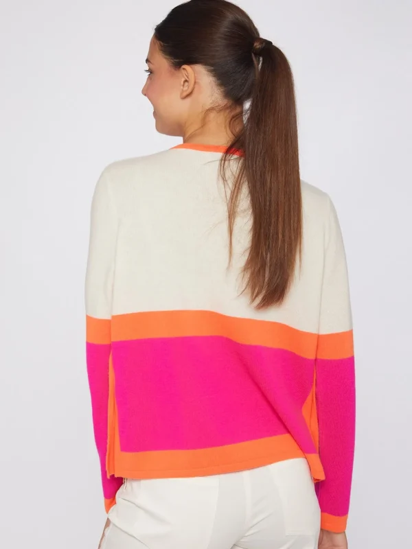 Knitwear*Vilagallo Knitwear Sweater Colour Block Ecru&Pink&Orange