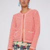 Knitwear*Vilagallo Knitwear Tweed Jacket Pink&Ecru Orange