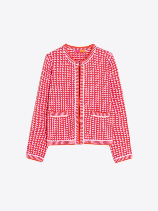 Knitwear*Vilagallo Knitwear Tweed Jacket Pink&Ecru Orange