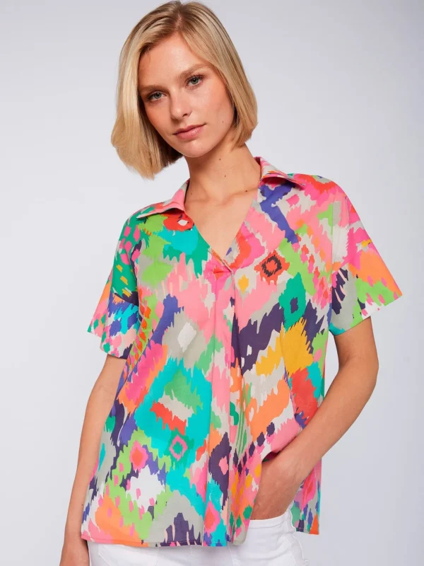 Shirts*Vilagallo Shirt Chantal Acuarela Ikat Voile