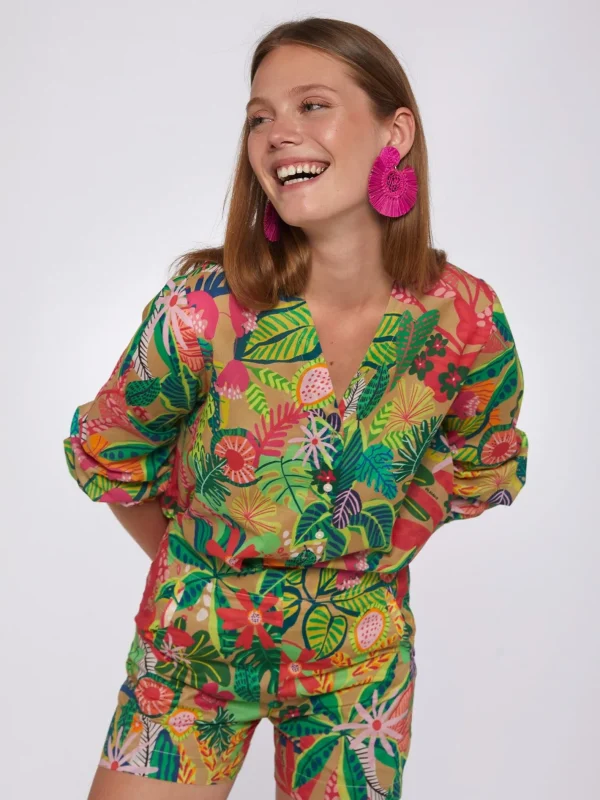 Shirts*Vilagallo Shirt Ebba Tropical Print Voile