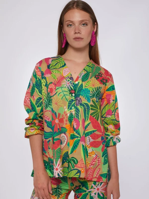 Shirts*Vilagallo Shirt Ebba Tropical Print Voile