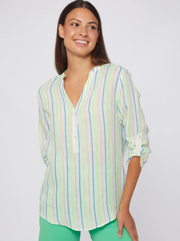 Shirts*Vilagallo Shirt Francina Green Neon Stripes