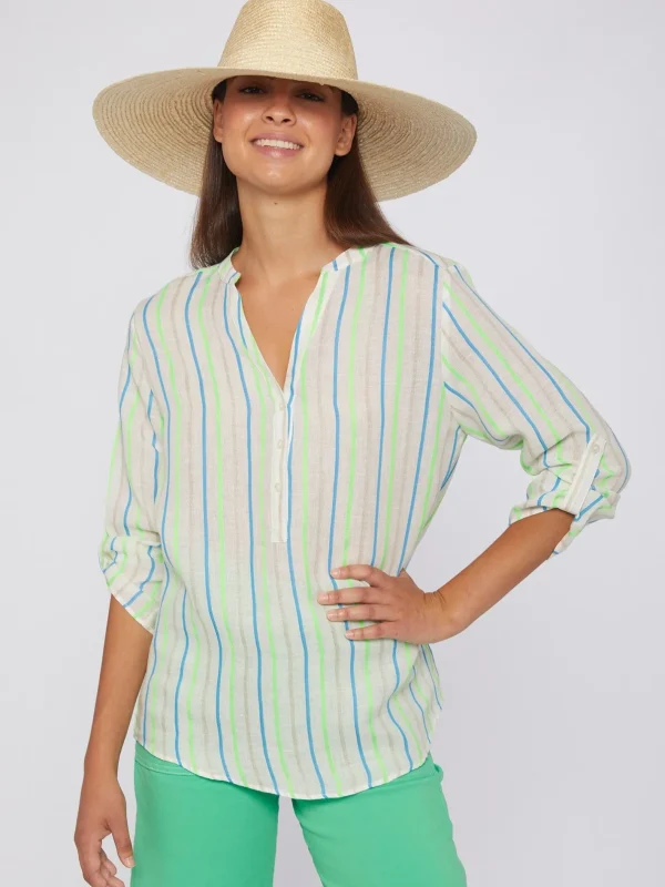 Shirts*Vilagallo Shirt Francina Green Neon Stripes