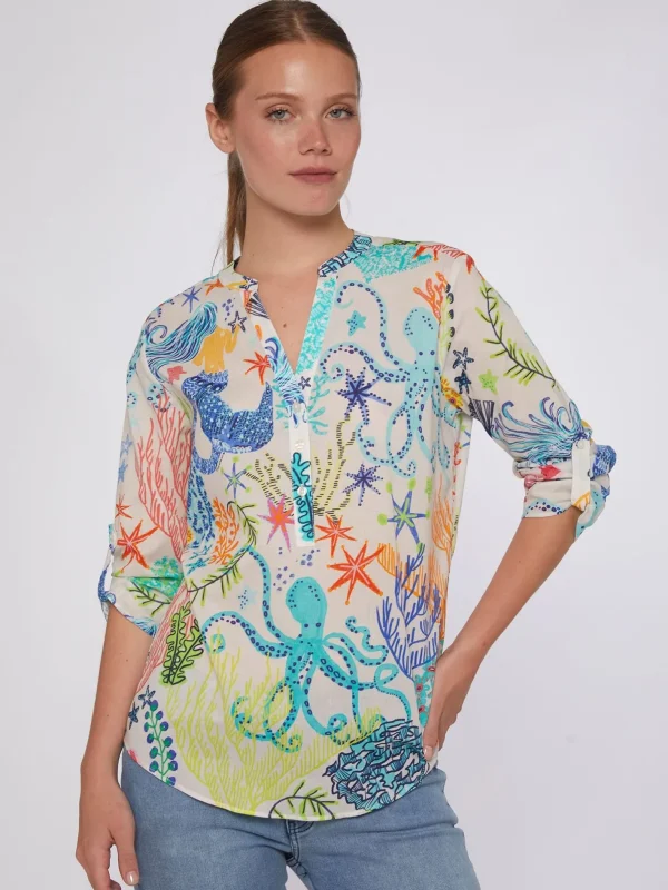 Shirts*Vilagallo Shirt Francina Mermaid Print