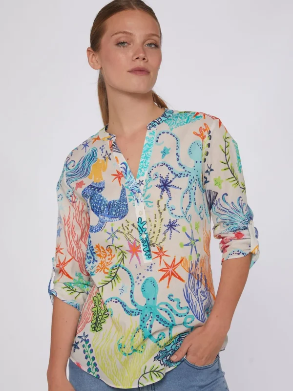 Shirts*Vilagallo Shirt Francina Mermaid Print