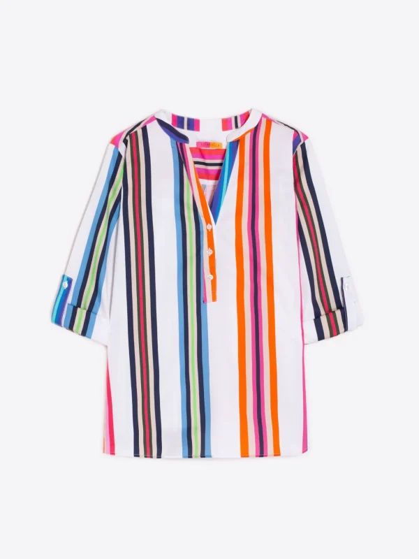 Shirts*Vilagallo Shirt Francina Multicolor Cotton Stripe