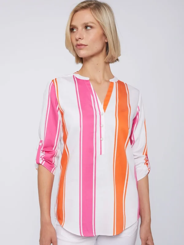 Shirts*Vilagallo Shirt Francina Pink Orange Maxi Stripes