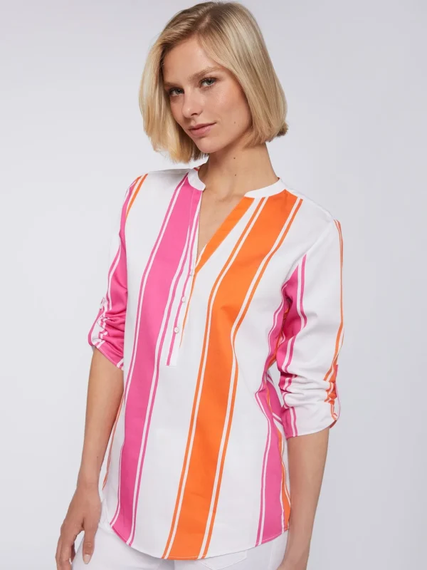 Shirts*Vilagallo Shirt Francina Pink Orange Maxi Stripes