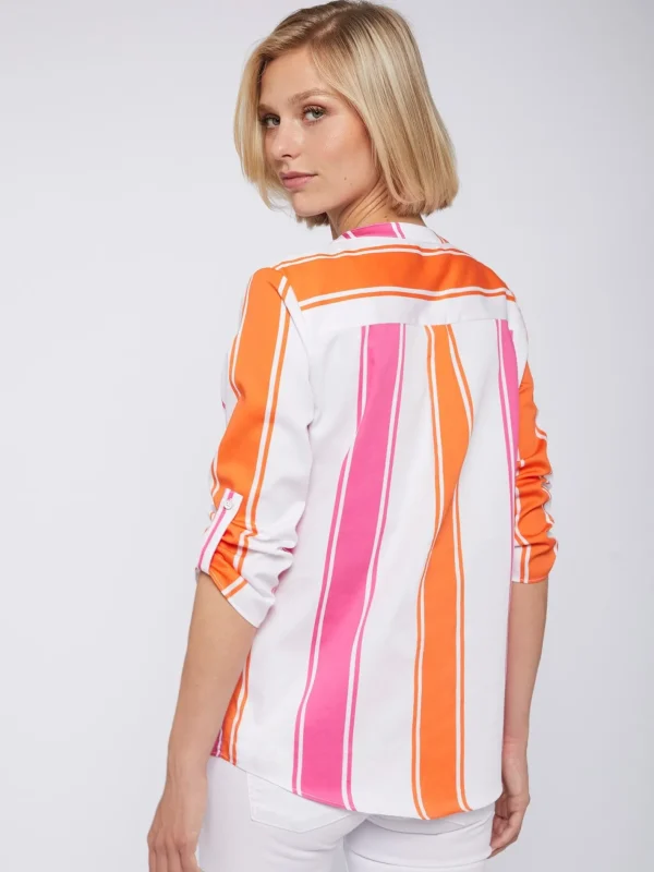 Shirts*Vilagallo Shirt Francina Pink Orange Maxi Stripes