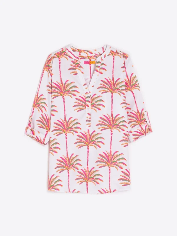 Shirts*Vilagallo Shirt Francina Pink Palm Tree Print