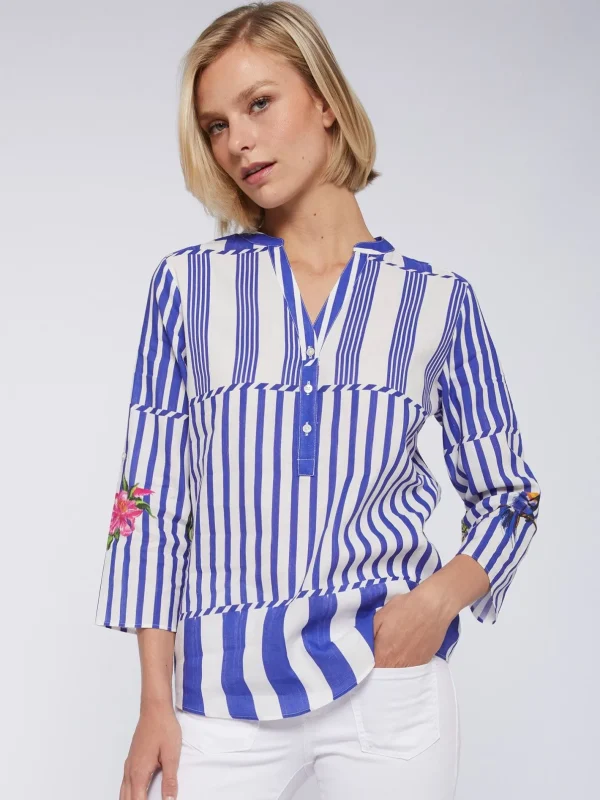 Shirts*Vilagallo Shirt Francina Tropical Link Stripes