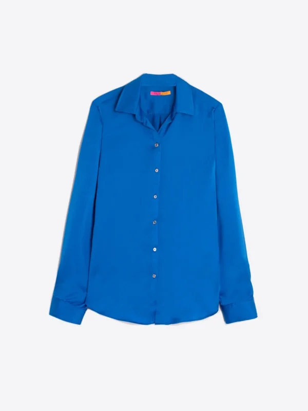 Shirts*Vilagallo Shirt Gaby Blue Satin