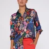 Shirts*Vilagallo Shirt Gaby Navy Hand Painted Flowers