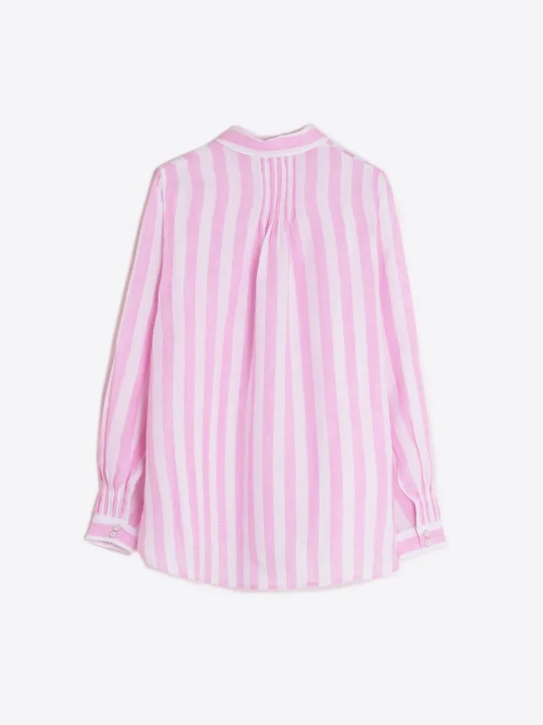 Shirts*Vilagallo Shirt Ginger Pink Linen Stripes