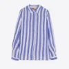 Shirts*Vilagallo Shirt Ginger Pure Linen Stripe Navy