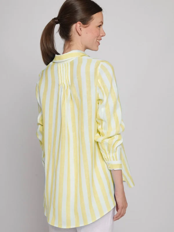 Shirts*Vilagallo Shirt Ginger Yellow Linen Stripes