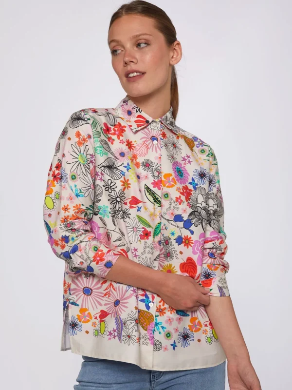 Shirts*Vilagallo Shirt Irina Hand Painted Flowers