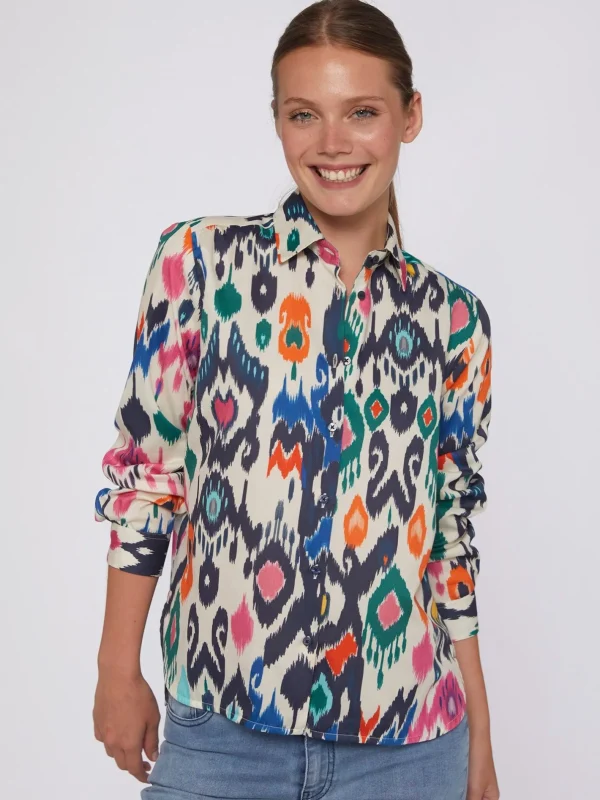 Shirts*Vilagallo Shirt Isabella Multicolour Ikat Cotton Print