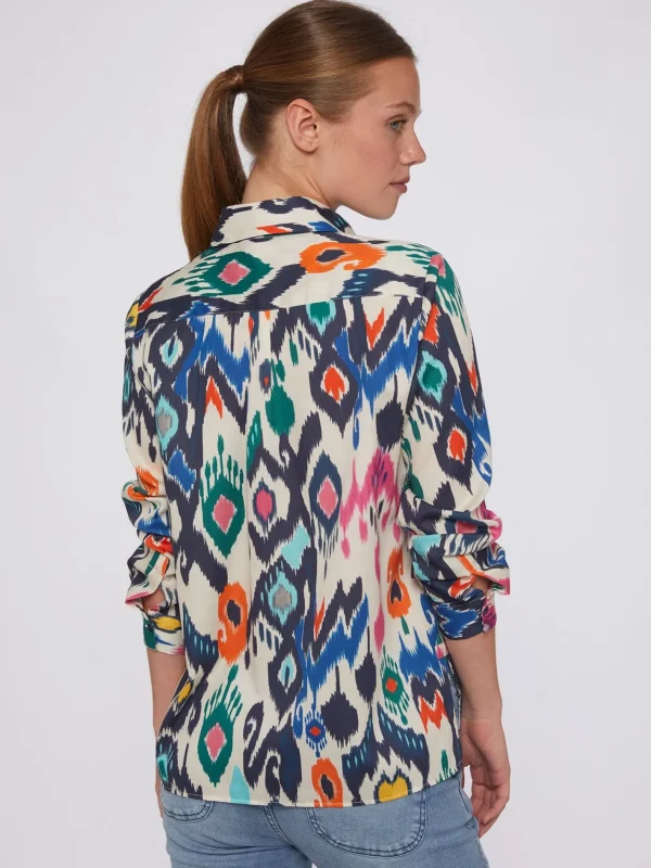 Shirts*Vilagallo Shirt Isabella Multicolour Ikat Cotton Print