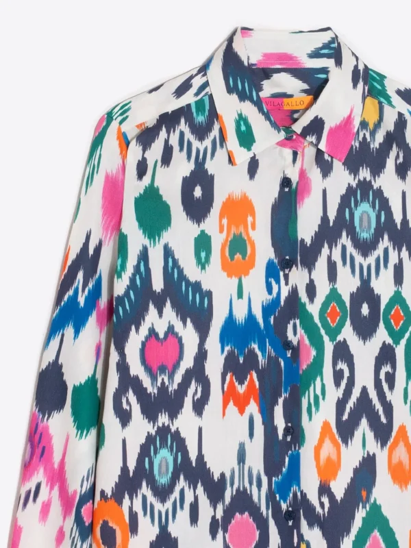 Shirts*Vilagallo Shirt Isabella Multicolour Ikat Cotton Print