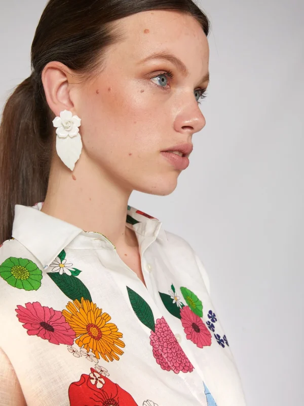 Shirts*Vilagallo Shirt Louisa Flowers Pure Linen