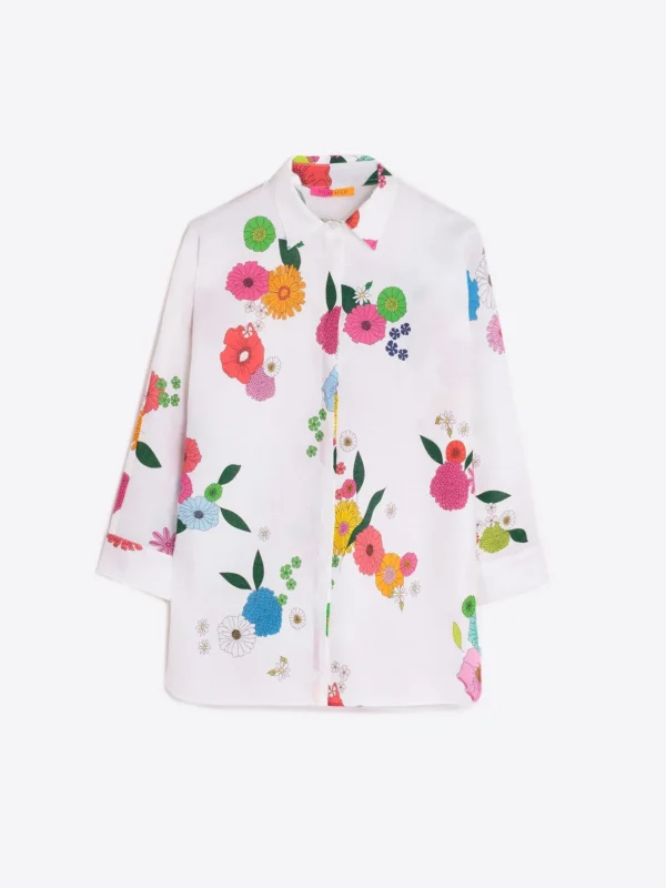 Shirts*Vilagallo Shirt Louisa Flowers Pure Linen