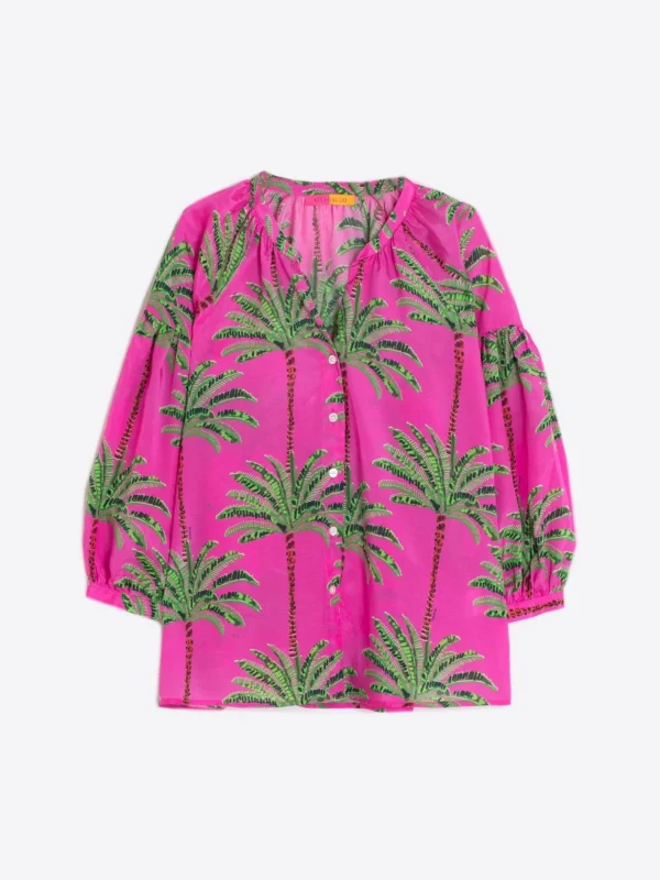Shirts*Vilagallo Shirt Mabel Pink Palm Tree