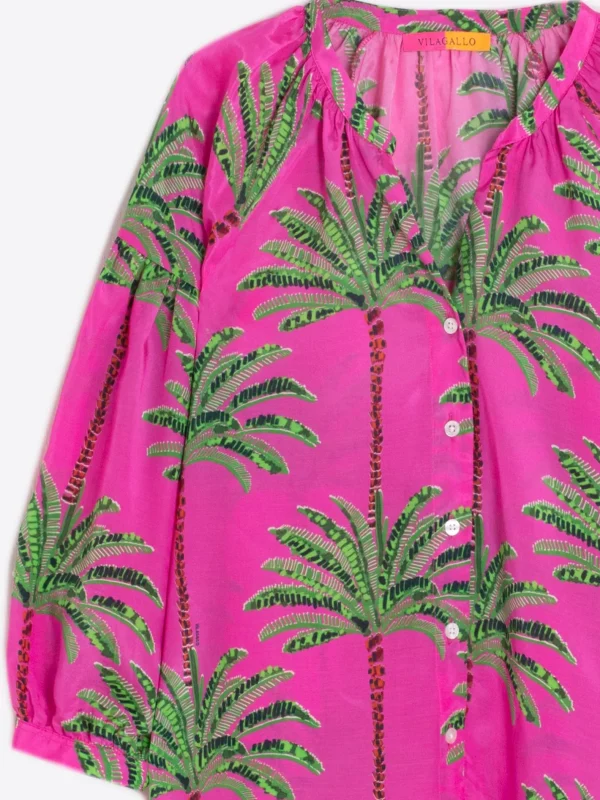 Shirts*Vilagallo Shirt Mabel Pink Palm Tree