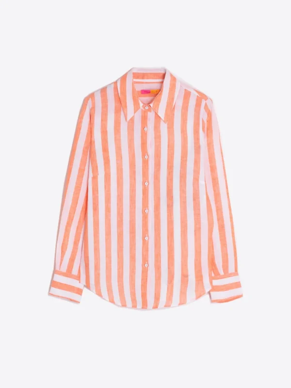 Shirts*Vilagallo Shirt Mafalda Orange Linen Stripes