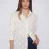 Shirts*Vilagallo Shirt Nadine White Embroidered Flower