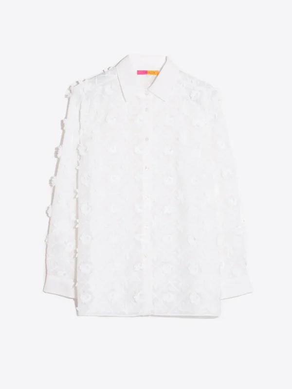 Shirts*Vilagallo Shirt Nadine White Embroidered Flower