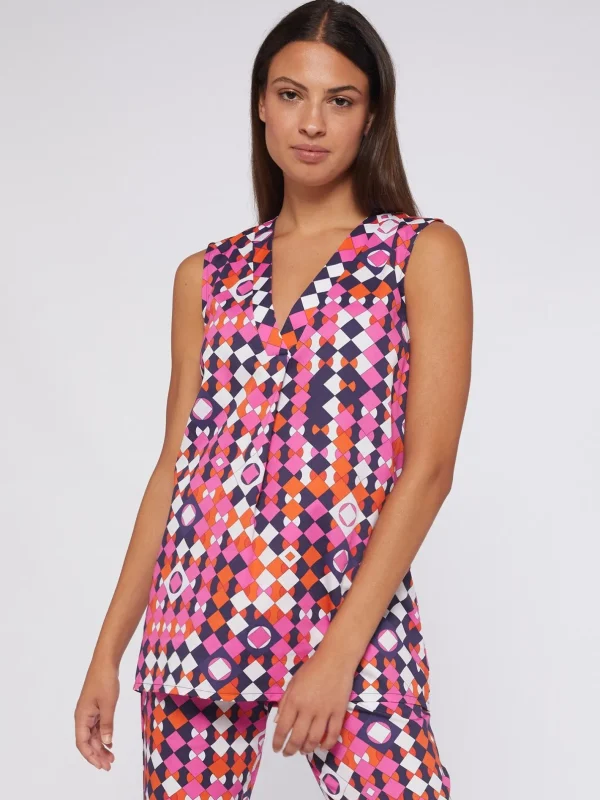 Shirts*Vilagallo Shirt Orianna Pink Navy Geometric