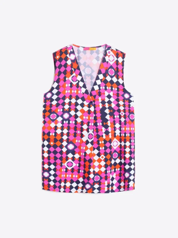 Shirts*Vilagallo Shirt Orianna Pink Navy Geometric