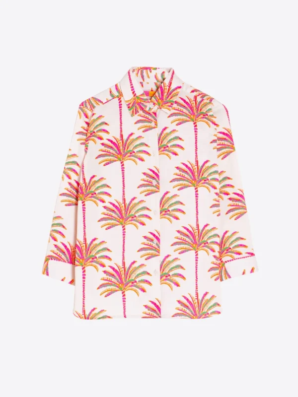 Shirts*Vilagallo Shirt Sara Pink Palm Tree Print