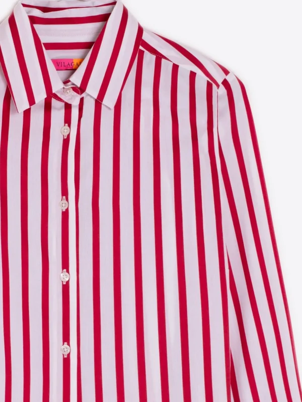 Shirts*Vilagallo Shirt Sara Red Stripe Cotton