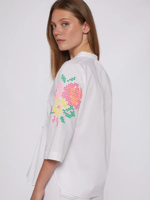 Shirts*Vilagallo Shirt Valerie Emb White Poplin