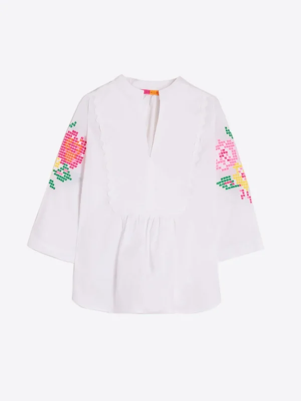 Shirts*Vilagallo Shirt Valerie Emb White Poplin