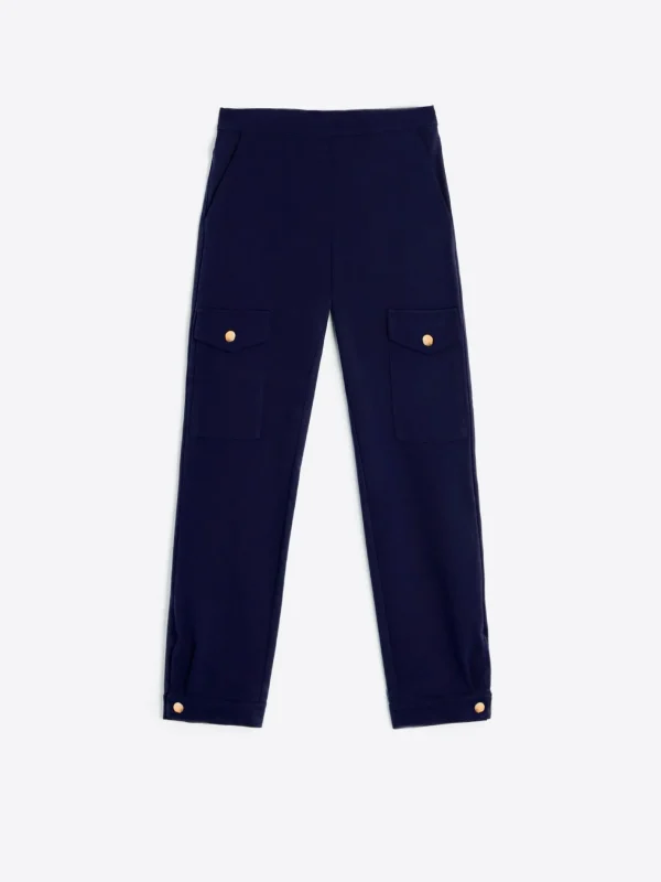 Trousers*Vilagallo Trouser Cargo Navy Knit Perfect Fit