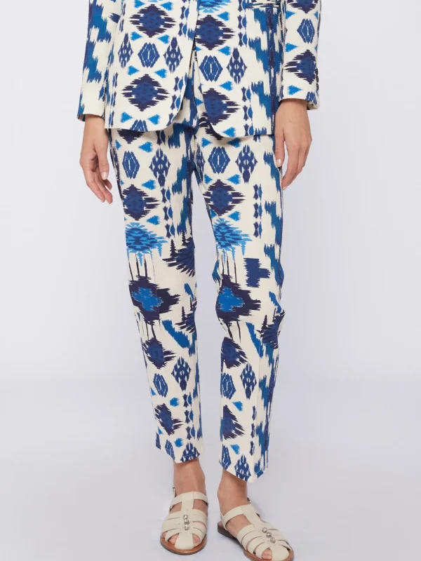 Trousers*Vilagallo Trouser Clarise Ikat Blue Print