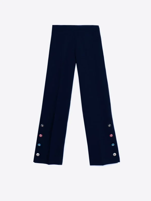 Trousers*Vilagallo Trouser Mikaela Navy Knit Perfect Fit