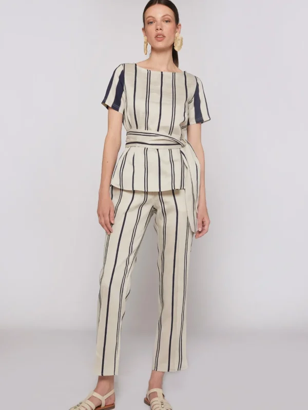 Trousers*Vilagallo Trouser Ornella Elba Stripes