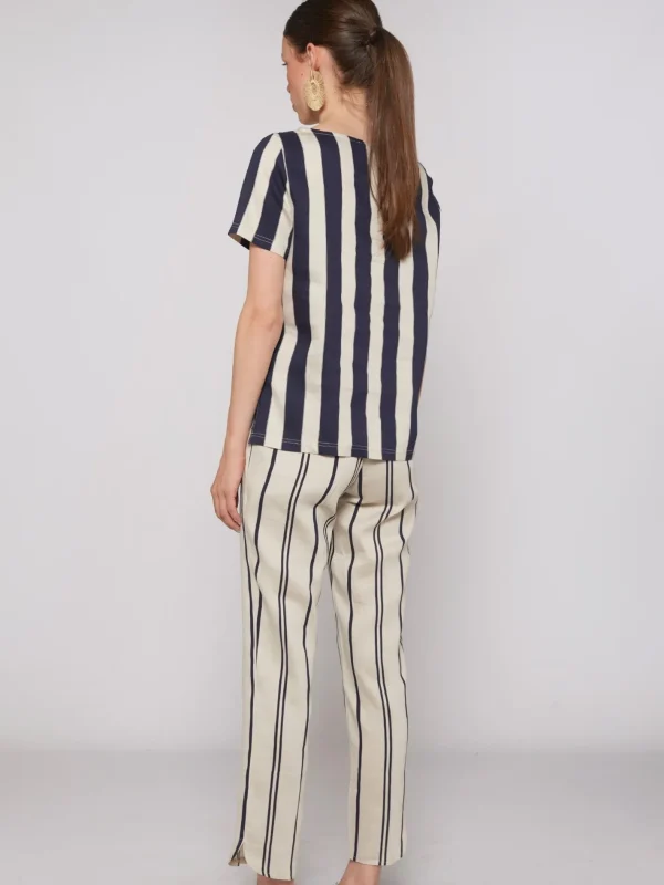 Trousers*Vilagallo Trouser Ornella Elba Stripes