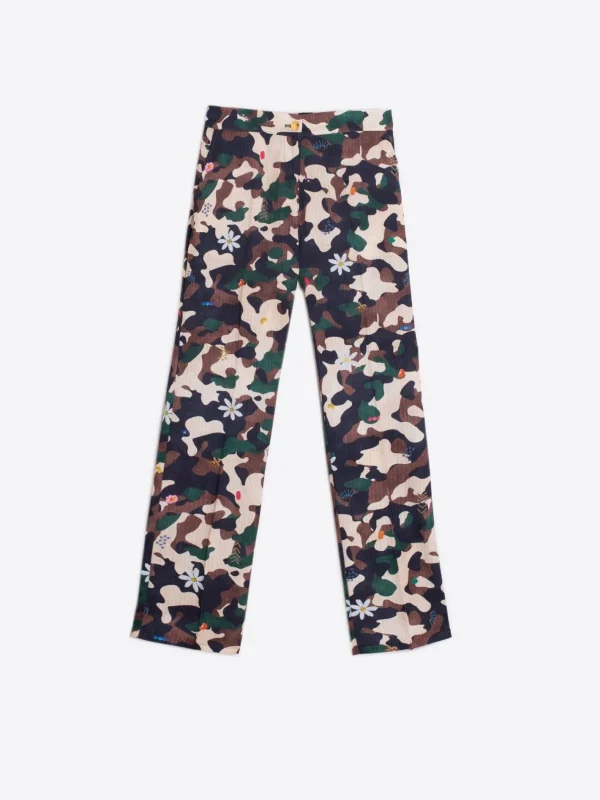 Trousers*Vilagallo Trouser Tiffany Camouflage Embroidery Print