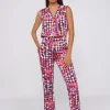 Trousers*Vilagallo Trouser Tiffany Pink Navy Geometric