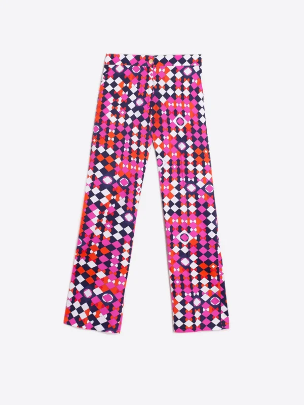 Trousers*Vilagallo Trouser Tiffany Pink Navy Geometric